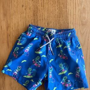 Vibrant Blue Alien Swim Shorts